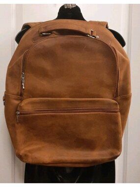 Vintage HIDES Leather Cognac Brown Leather Handmade Back Pack Computer Bag